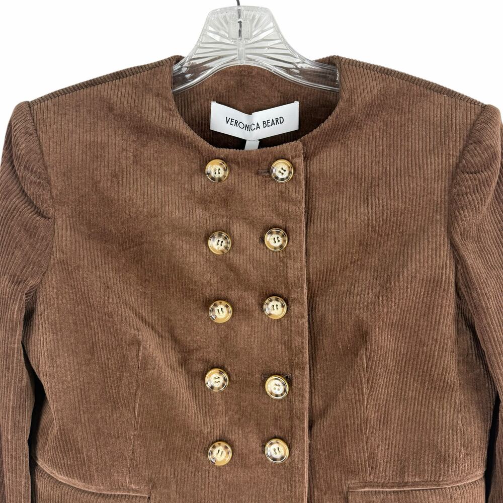 Veronica Beard Bentley Double Breasted Corduroy Jacket Brown Size 2 - Picture 6 of 11